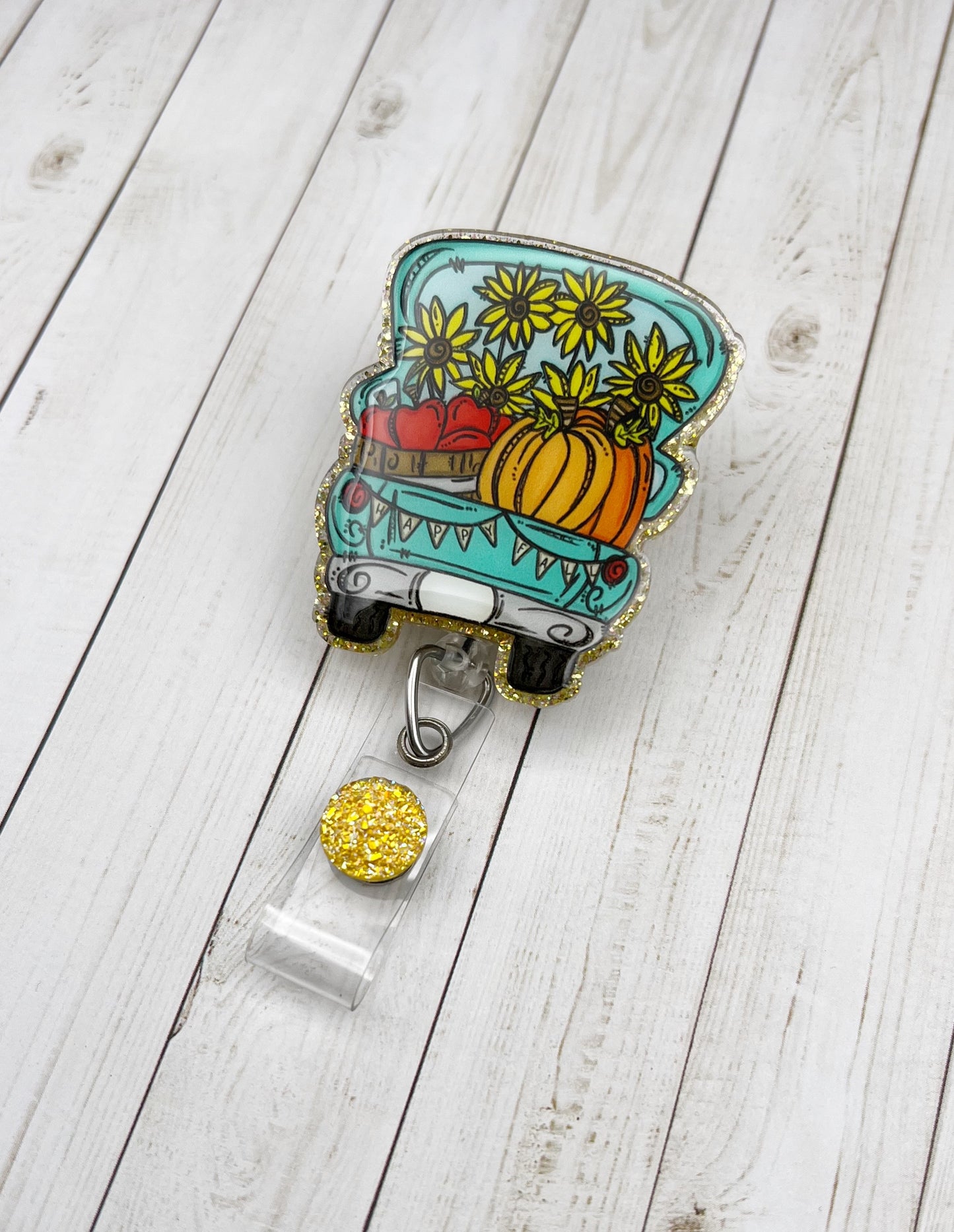 Happy Fall Truck Badge Reel