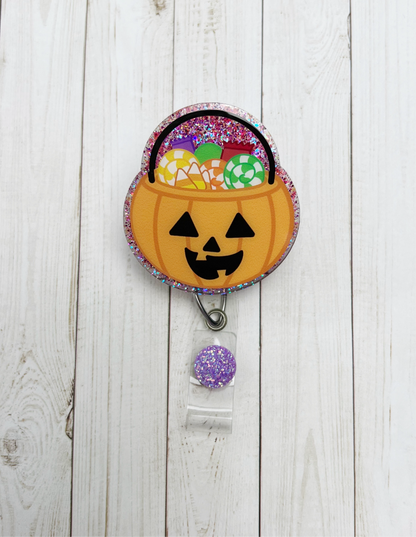 Halloween Candy Bucket Badge Reel