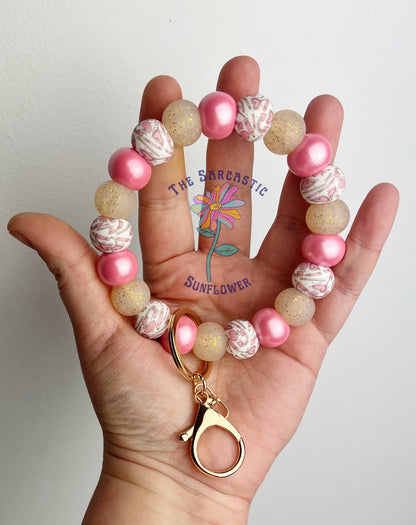 Love To Teach Silicone Bead Wristlet Keychain