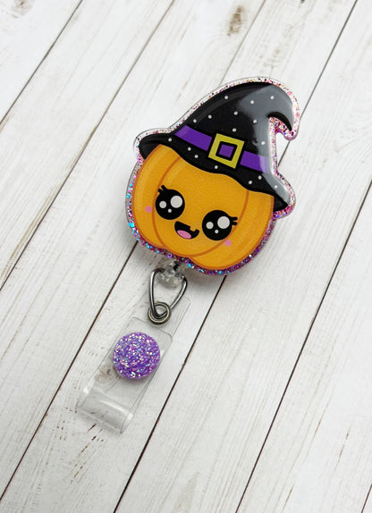 Pumpkin Witch Badge Reel