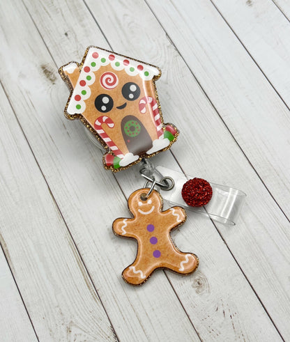 Gingerbread House And Man Badge Reel