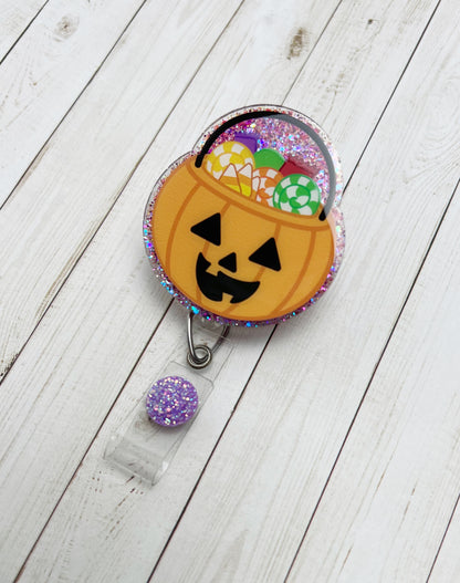 Halloween Candy Bucket Badge Reel