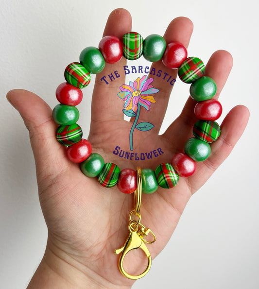 ‘Tis The Season Silicone Bead Wristlet Keychain