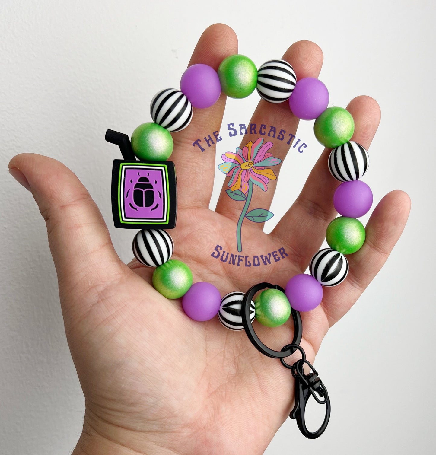 Beetle Juicebox Glow Silicone Bead Wristlet Keychain