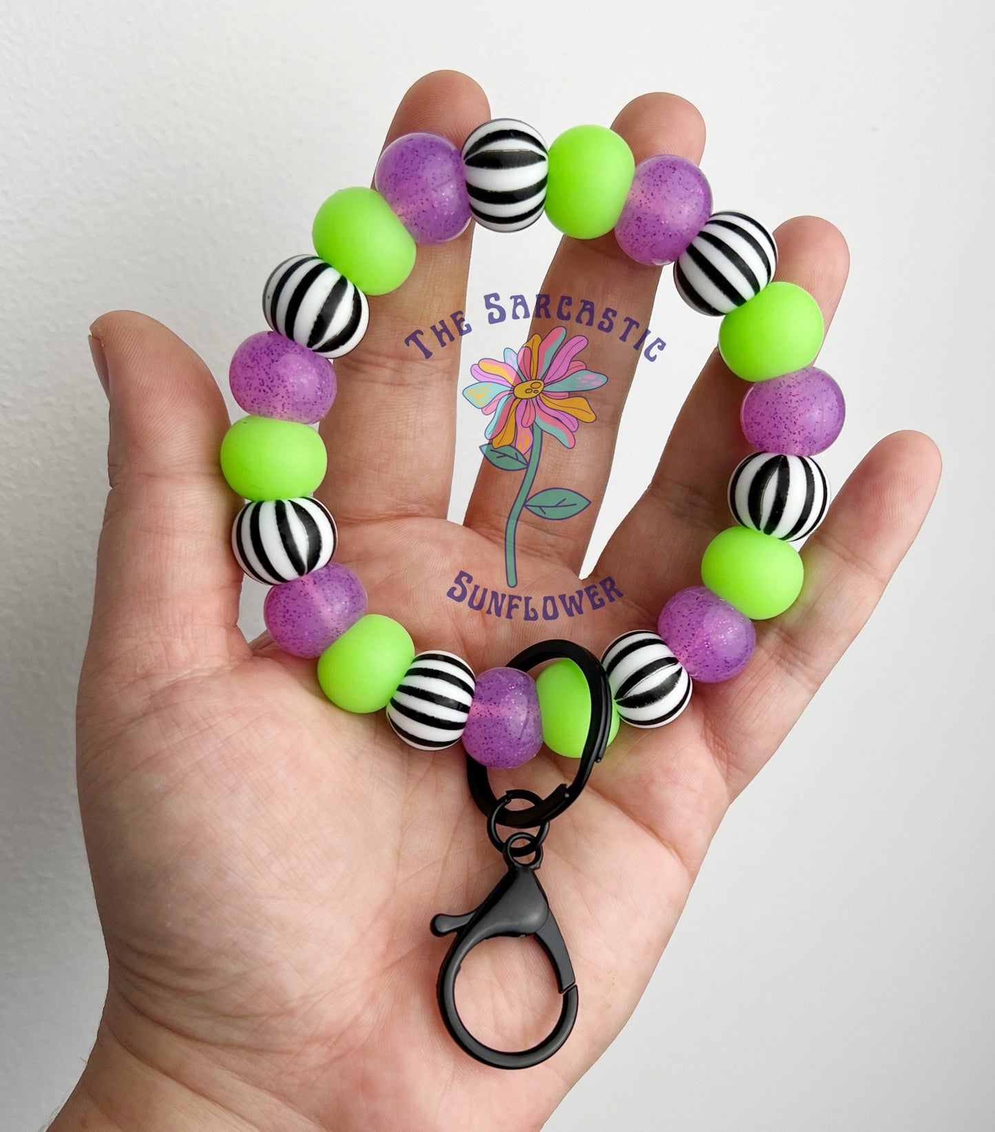 Beetle Glow Silicone Bead Wristlet Keychain