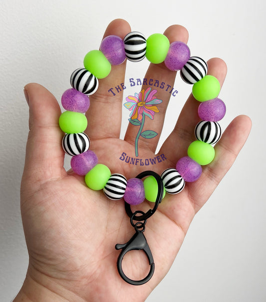 Beetle Glow Silicone Bead Wristlet Keychain