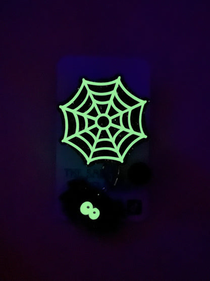 Spiderweb And Spider Glow In The Dark Badge Reel