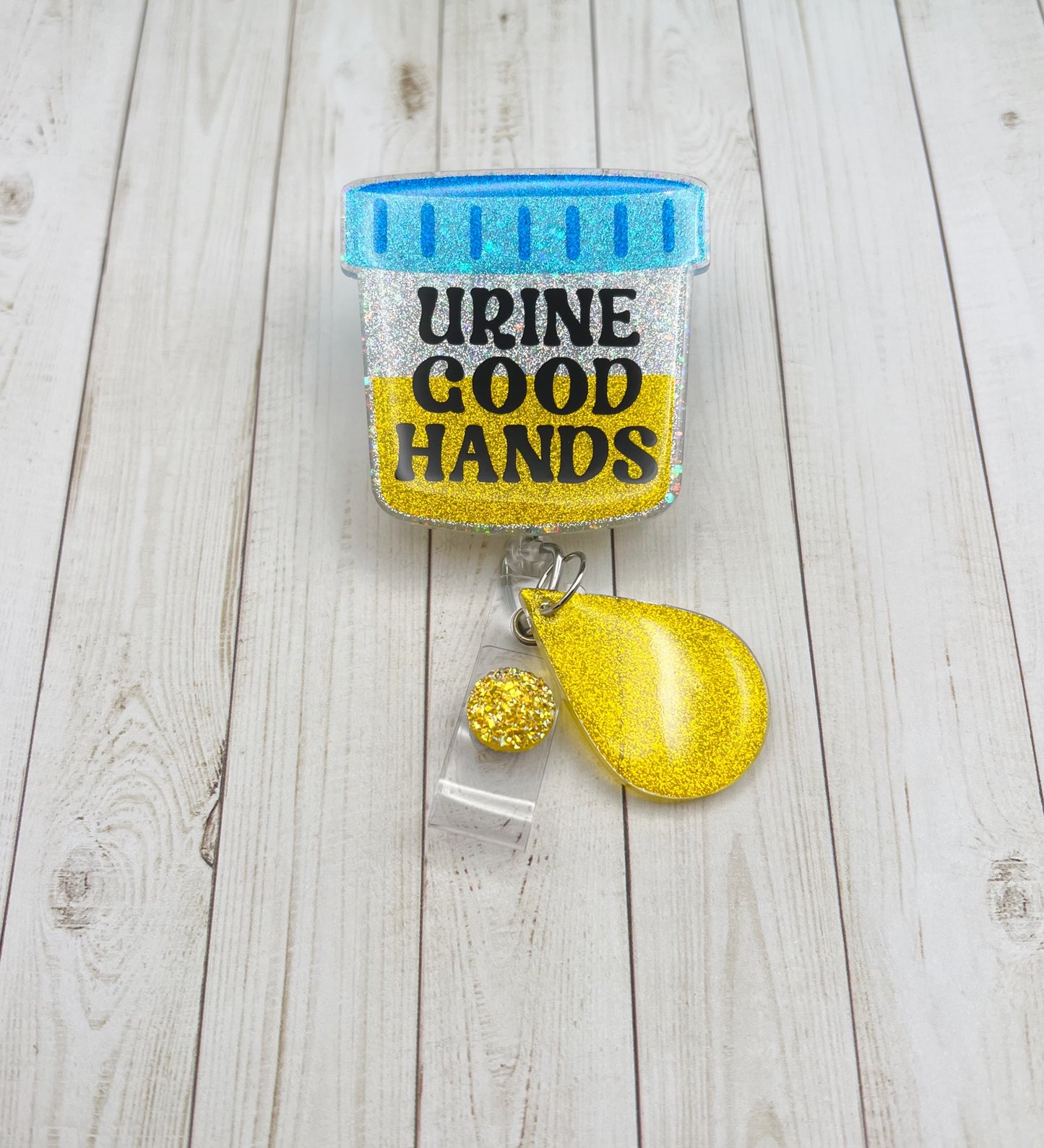 Urine Good Hands Badge Reel