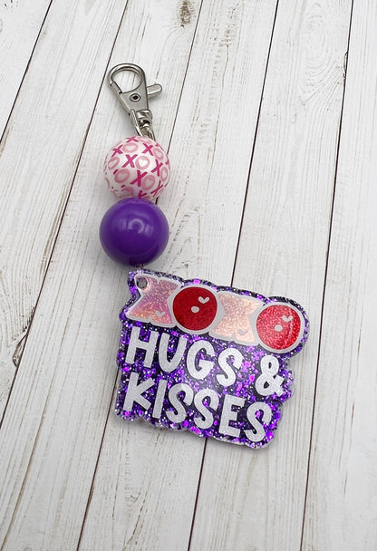 Hugs & Kisses Beaded Keychain